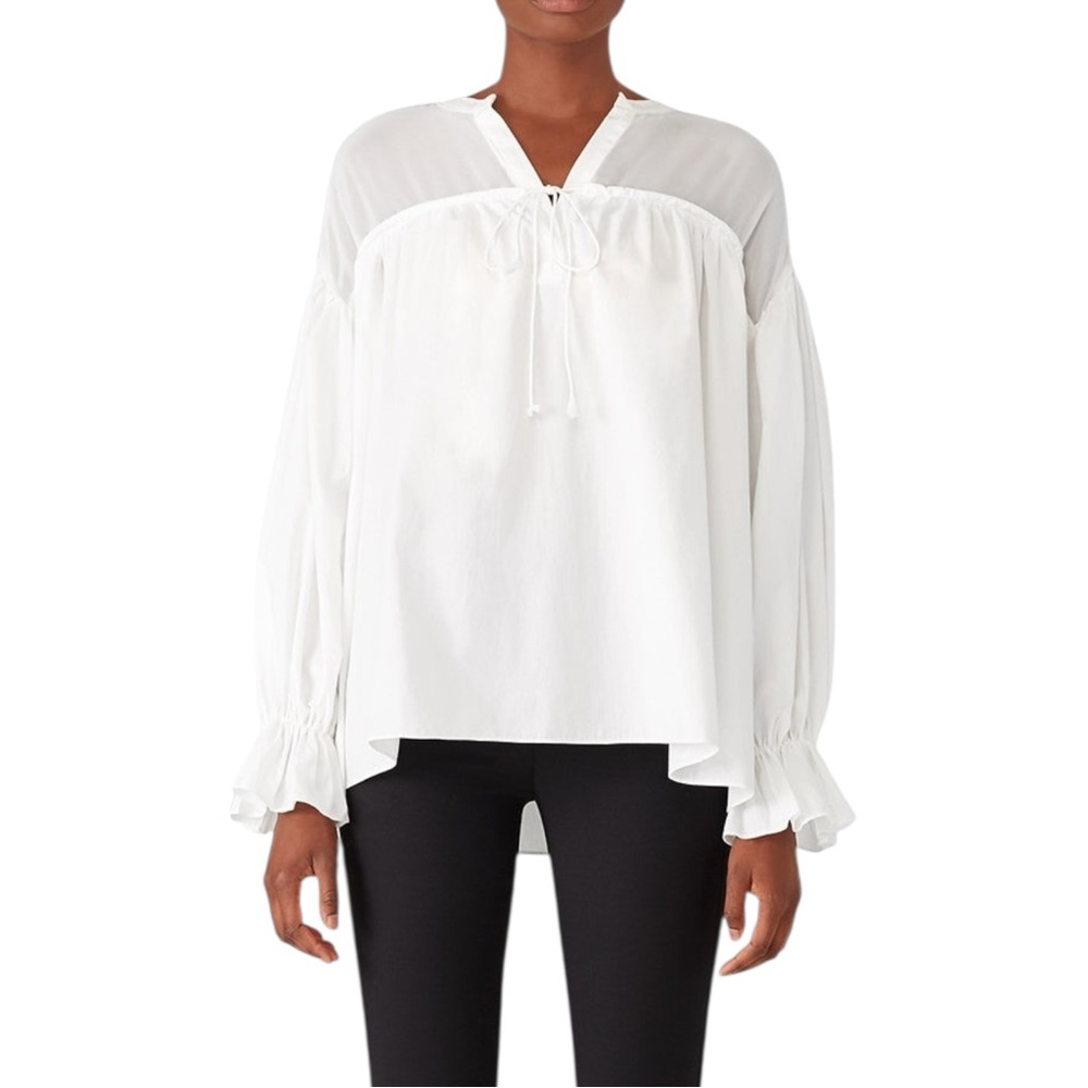 Moon River Ivory Sheer Yoke Peasant Blouse – XS